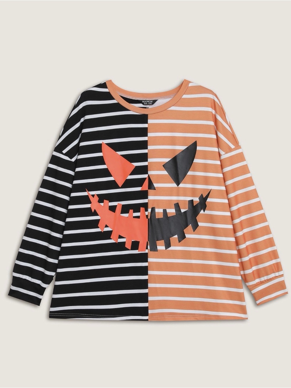 BloomChic Split Striped Pumpkin Face Tee - Size 14/16